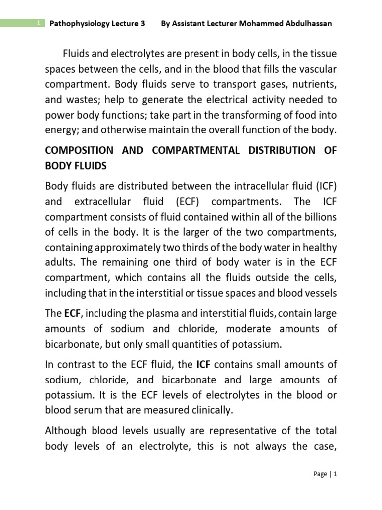 Body Fluids and Electrolyte Balance | PDF | Potassium | Chemistry