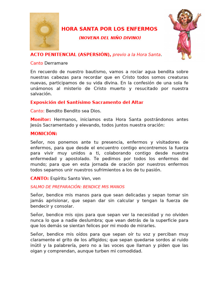 Hora Santa por los Enfermos: Oración y Reflexión | PDF | Cristo (título ...