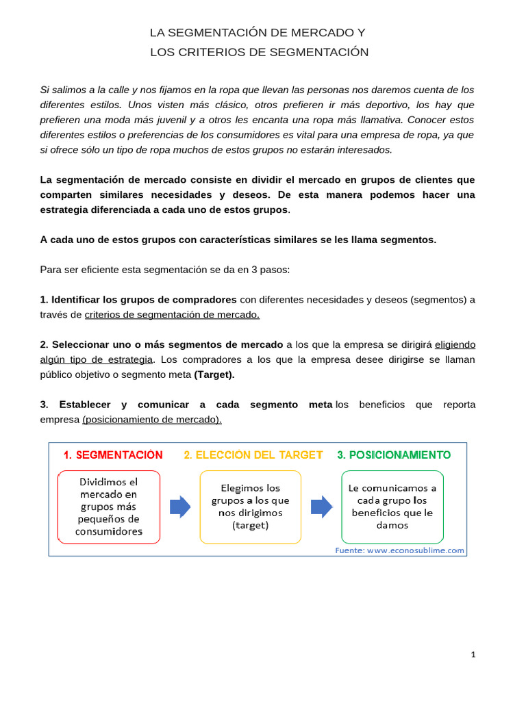Segmentación de Mercado y Estrategias | PDF | Segmentación de mercado ...