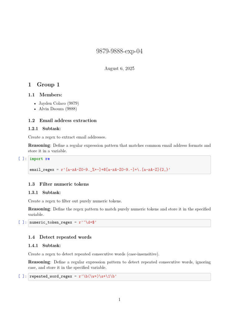 Gorup1 9879 9888 Exp 04 | PDF | Regular Expression | Computing