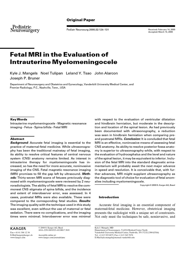Fetal MRI in The Evaluation of | PDF | Magnetic Resonance Imaging | Fetus