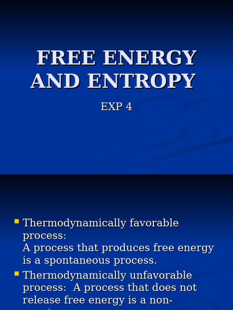 Exp 4 - Free Energy and Entropy | PDF | Gibbs Free Energy | Entropy
