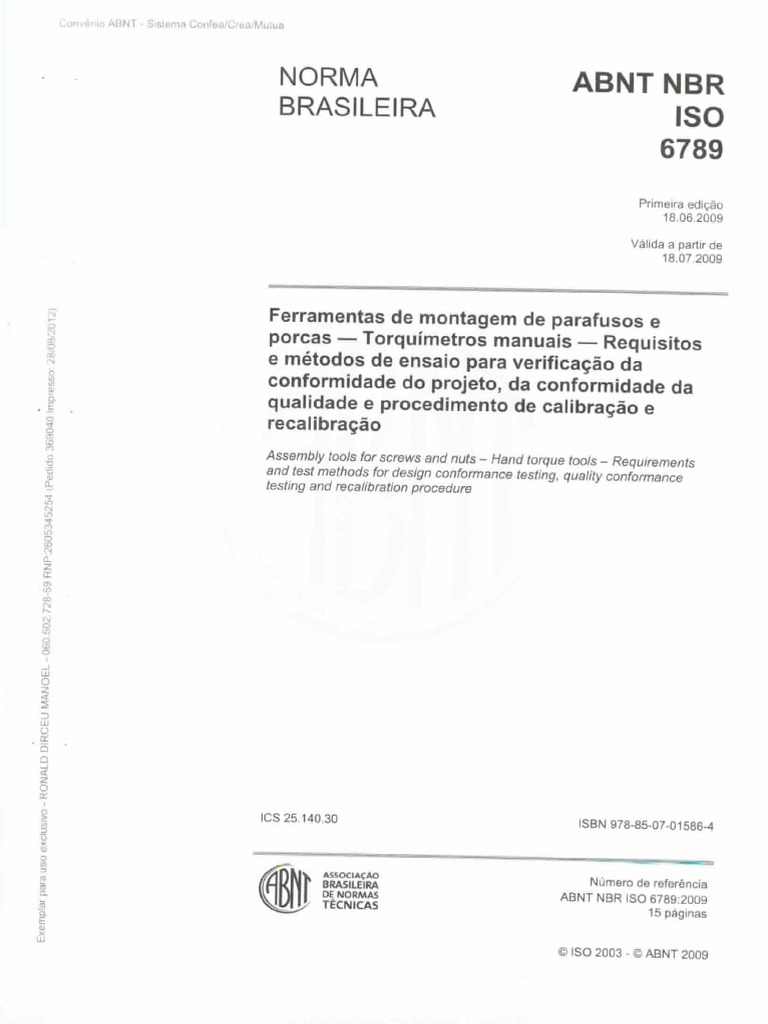 Abnt NBR Iso 6789 (2009) | PDF