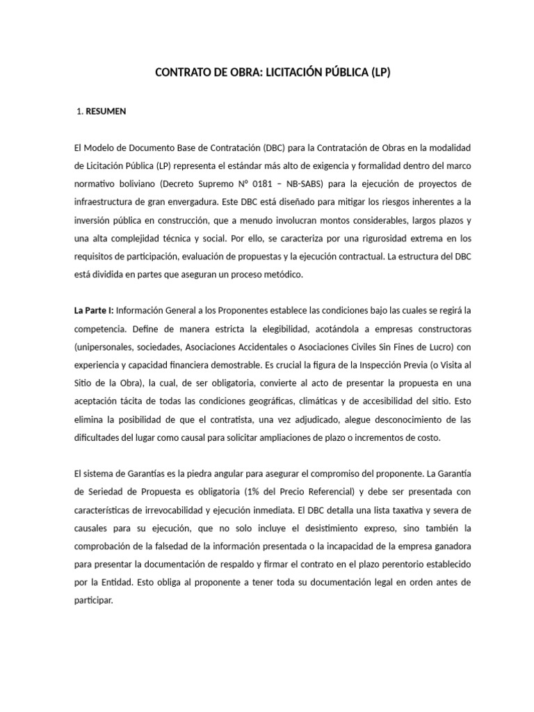 Contrato De Obra Gu a De Licitaci n P blica PDF Presupuesto