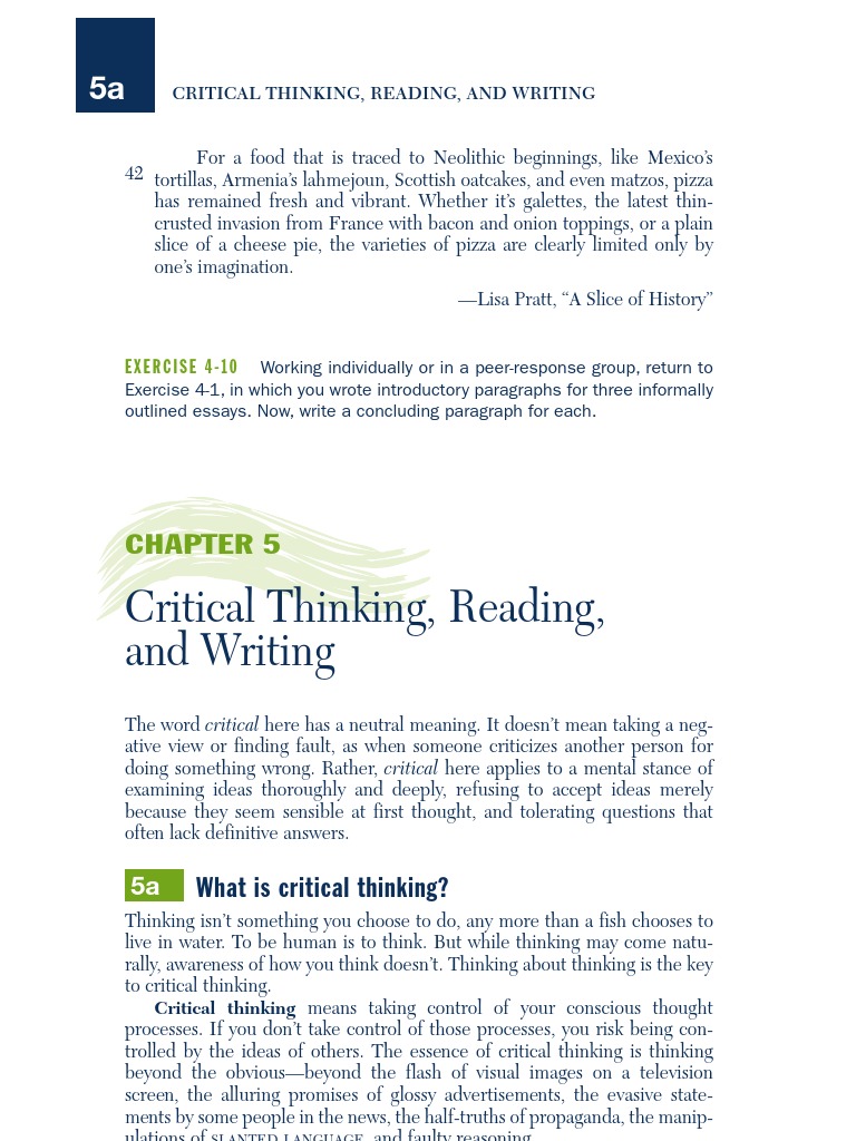 Critical Thinking in Reading and Writing | PDF | Critical Thinking ...