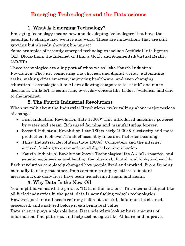 Emerging Tech and Data Science Insights | PDF | Artificial Intelligence ...