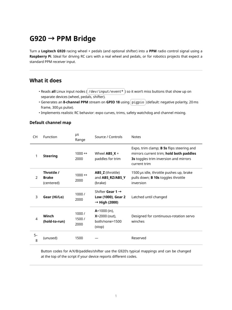 Logitech G920 to PPM Converter Guide | PDF | Computer Engineering