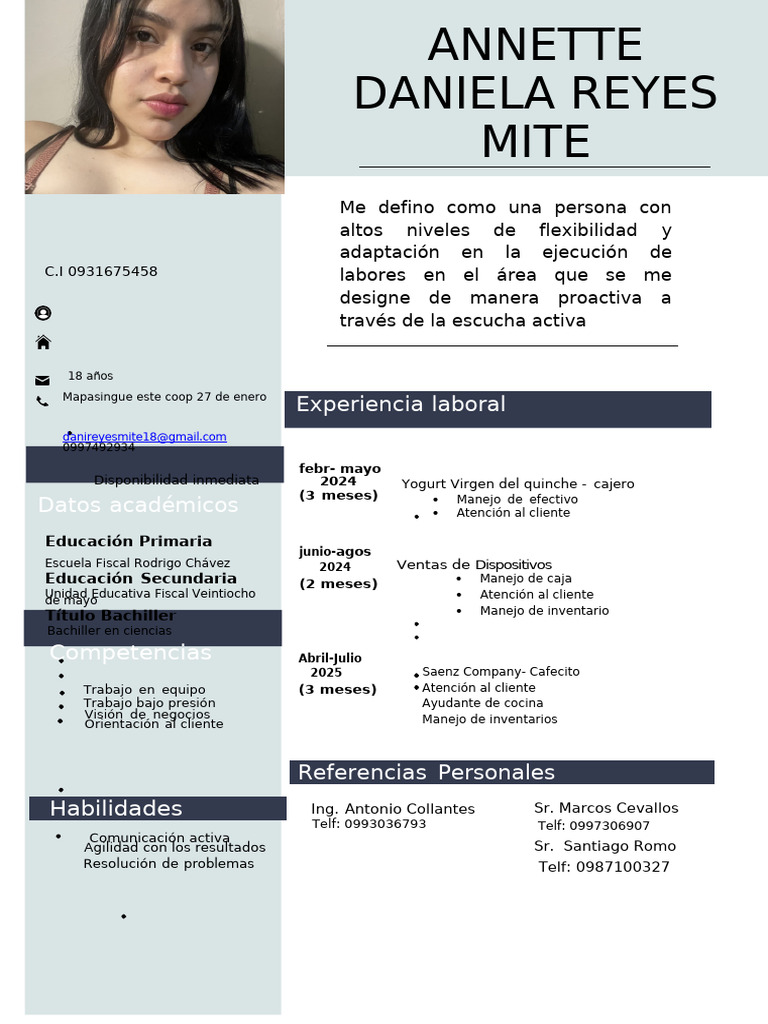 1Reyes Mite Annette Daniela CV | PDF