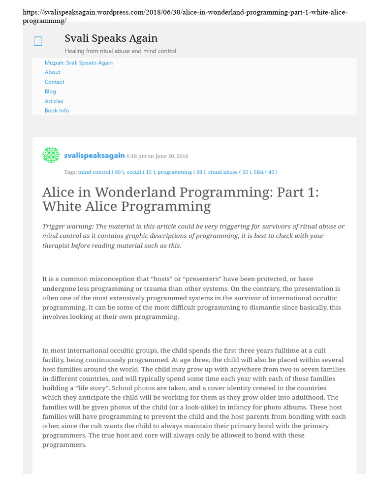 Alice in Wonderland Programming Overview | PDF | Alice (Alice's ...