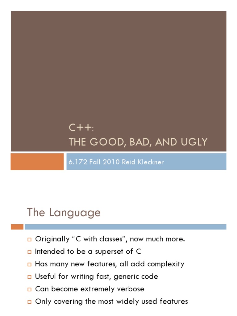 C++ The Good, Bad, and Ugly | PDF | Constructor (Object Oriented ...