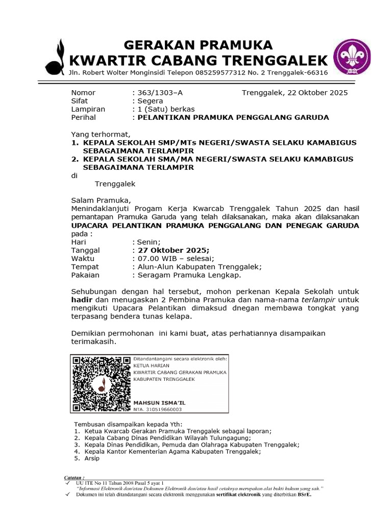 PEMANGGILAN PRAMUKA PENGGALANG DAN PENEGAK GARUDA_sign | PDF