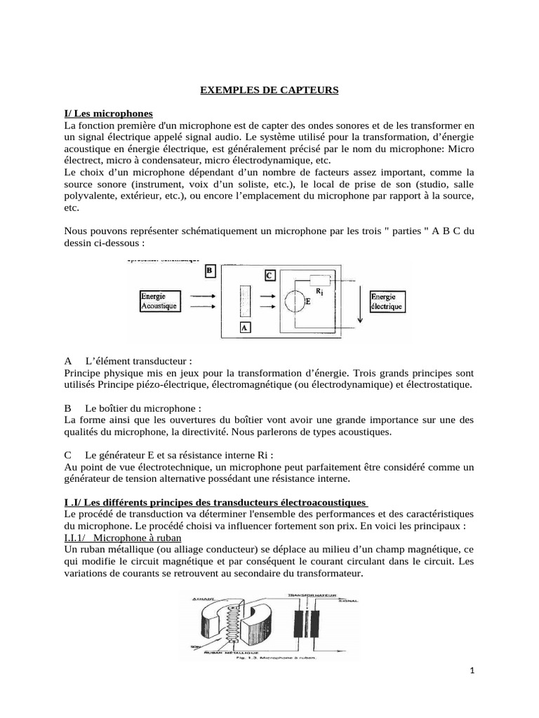 Types et caractéristiques des microphones | PDF | Microphone ...