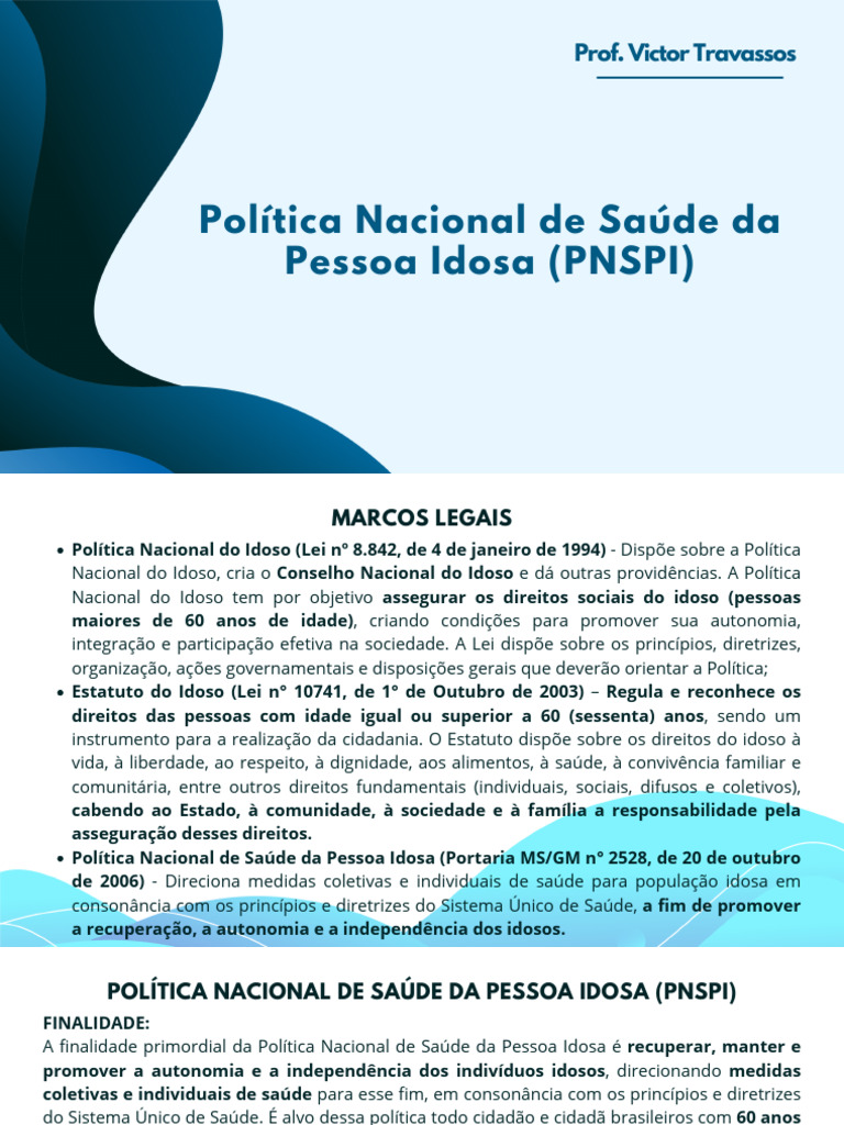 Política Nacional de Saúde do Idoso | PDF | Terceira idade | Envelhecimento