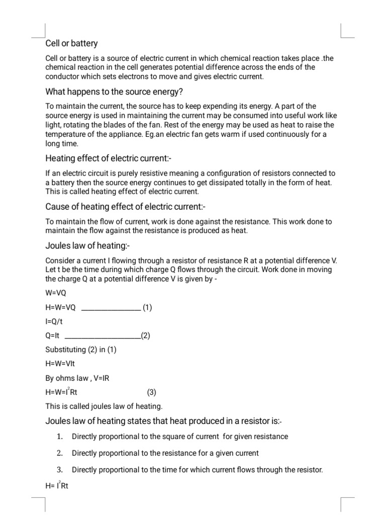 HEATING EFFECT, Applications of Heating Effect & Power | PDF | Electric ...