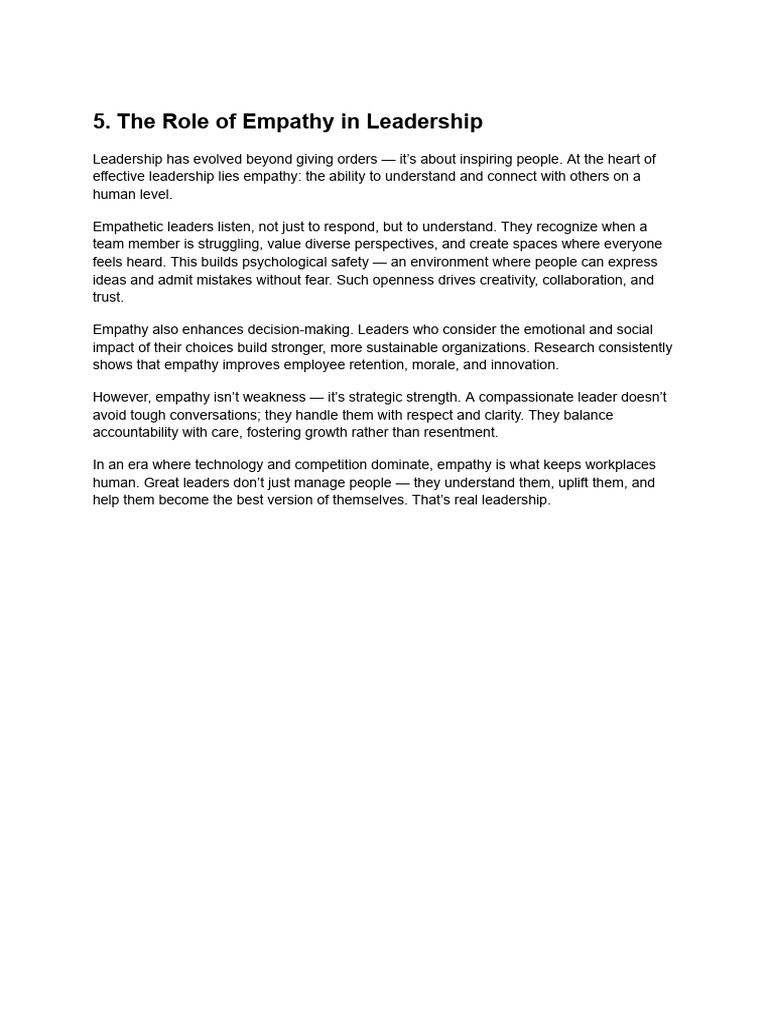 Empathy in Leadership | PDF