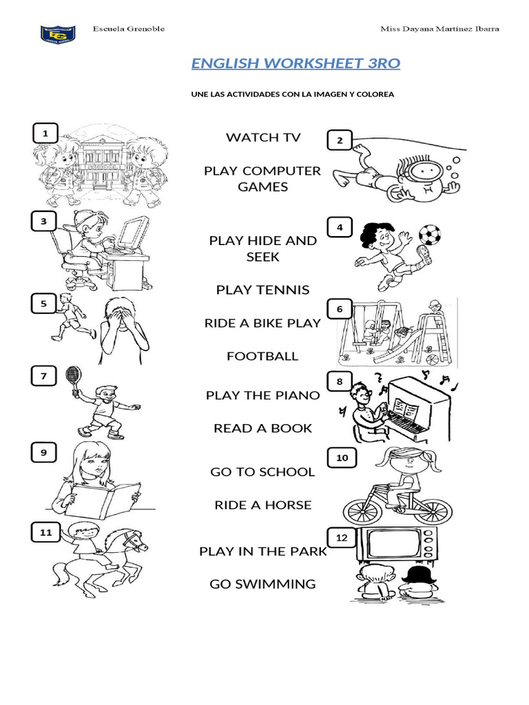 Fun Activities Worksheet for Kids | PDF