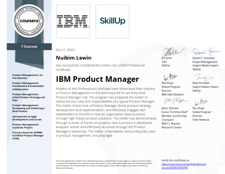 IBM Product Manager Certificate Overview | PDF | Business