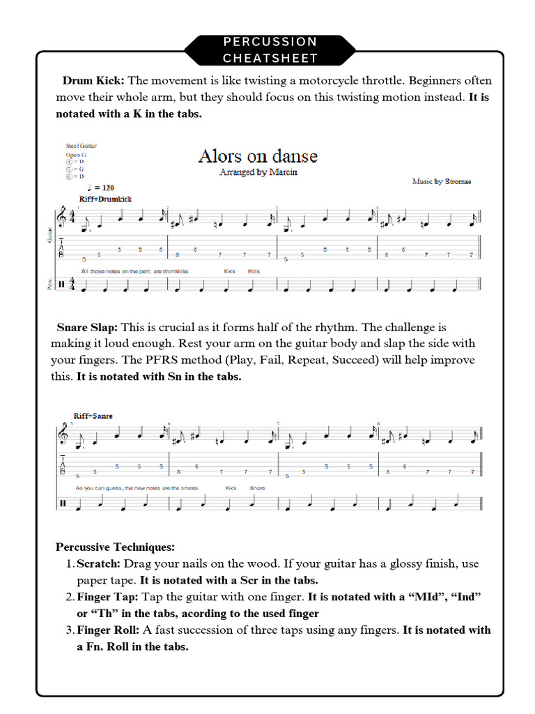 67d33741547f7 Percussioncheatsheet | PDF
