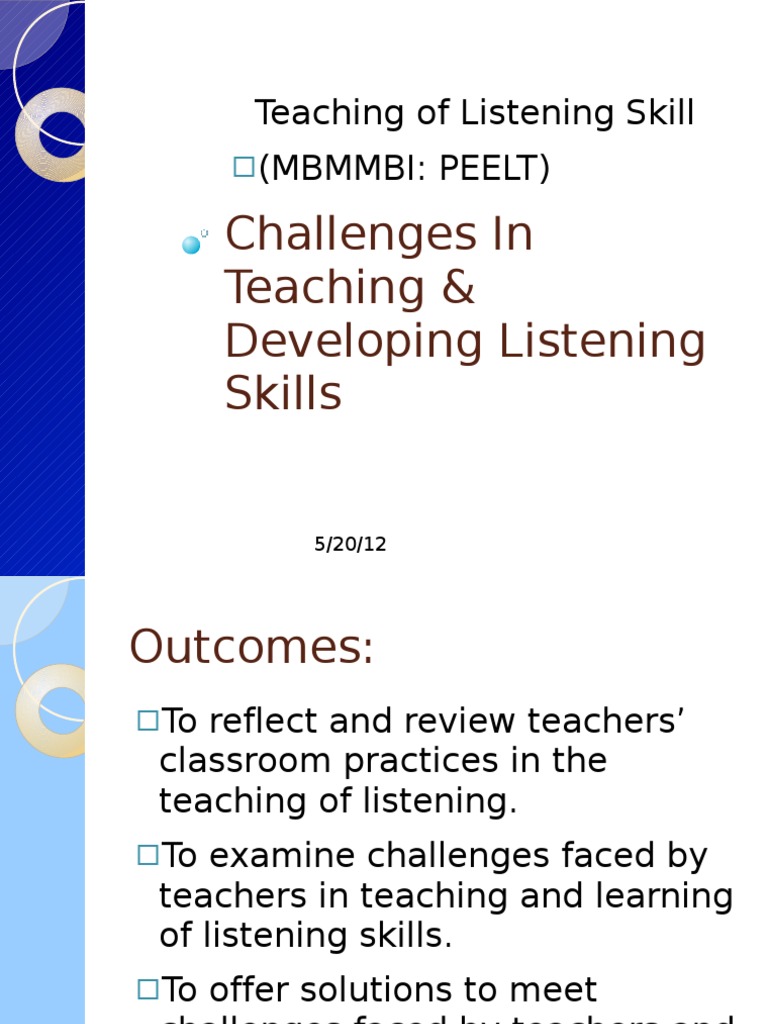 Challenges in Teaching & Developing Listening Skills PDF Language
