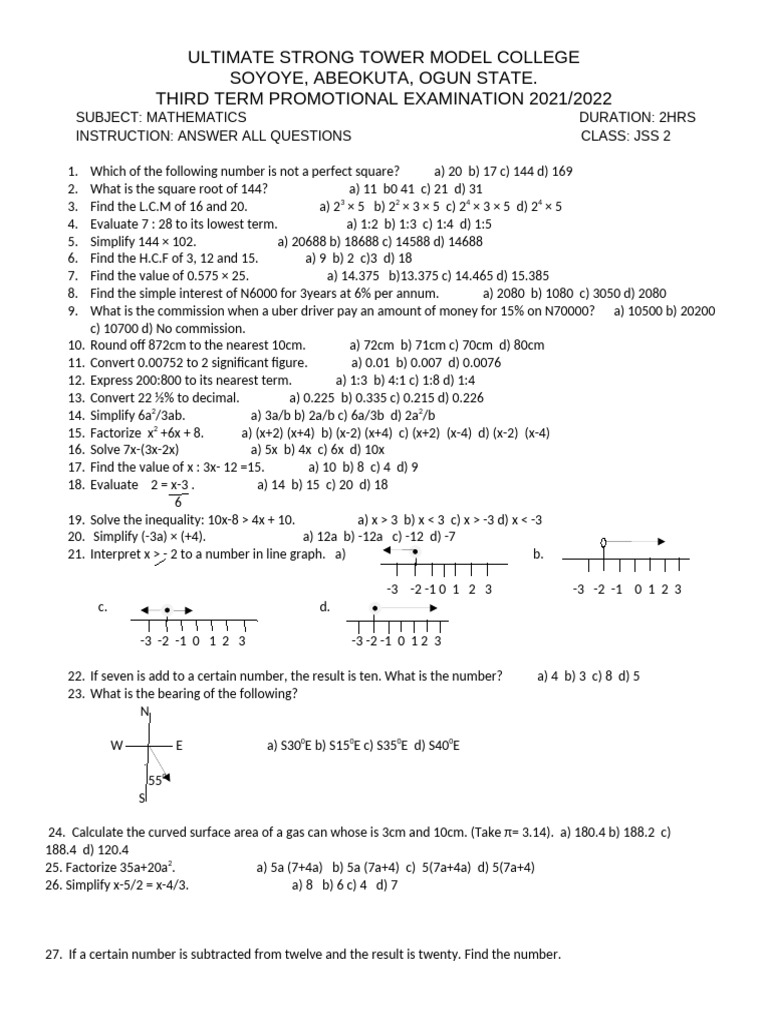 MATH JSS 2 | PDF | Mathematics
