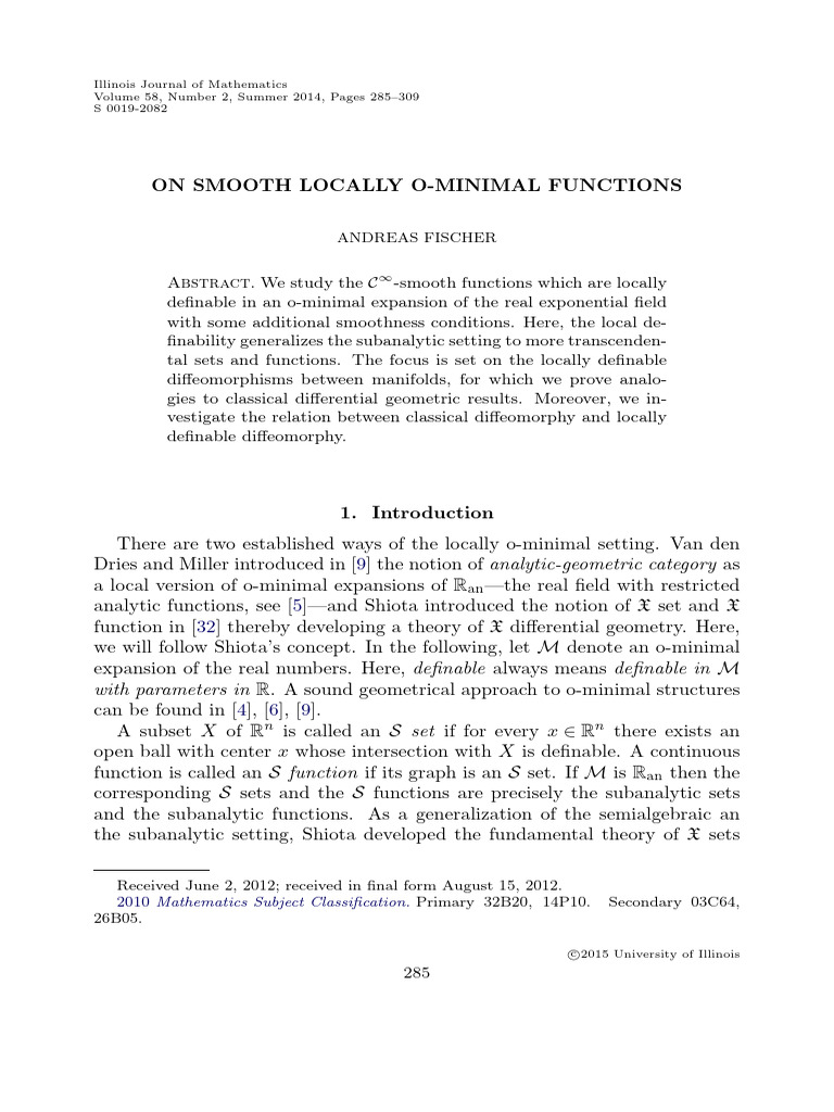 Smooth Locally O-Minimal Functions | PDF | Function (Mathematics) | Set ...