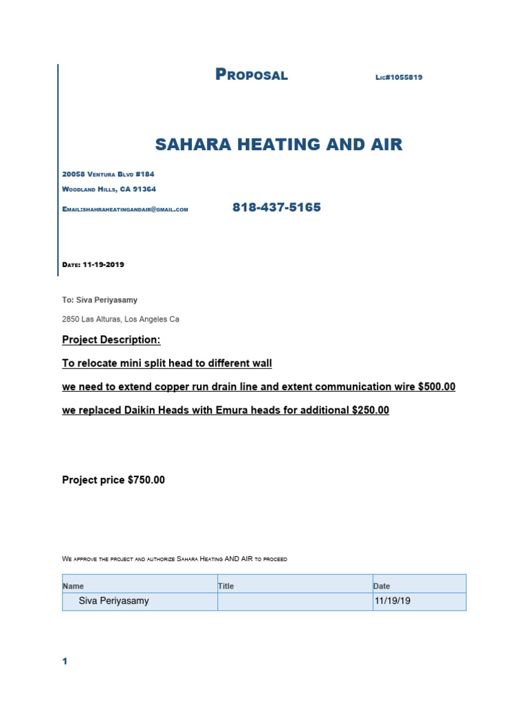 HVAC Mini Split Relocation Proposal | PDF