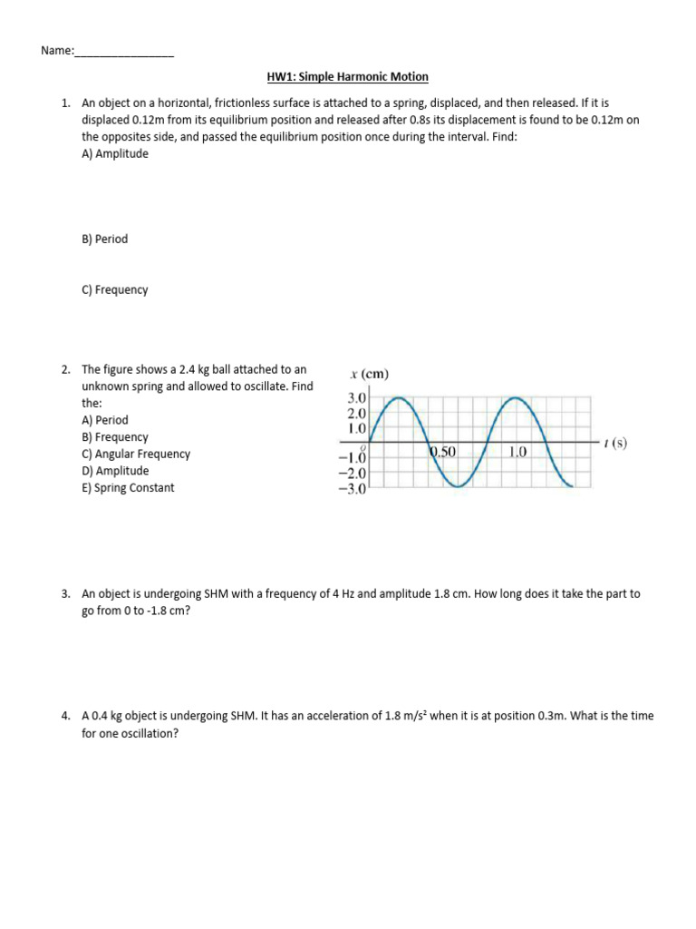 Simple Harmonic Motion HW (1) - 37358926 | PDF