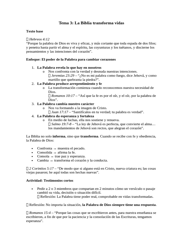 Tema 3. La Biblia Transforma Vida-1 | PDF | Cristo (título) | Epístola ...
