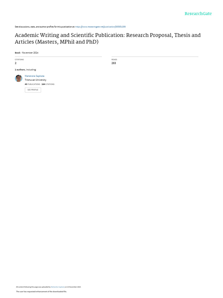 Academic Writing for Research Proposals | PDF | Methodology | Thesis