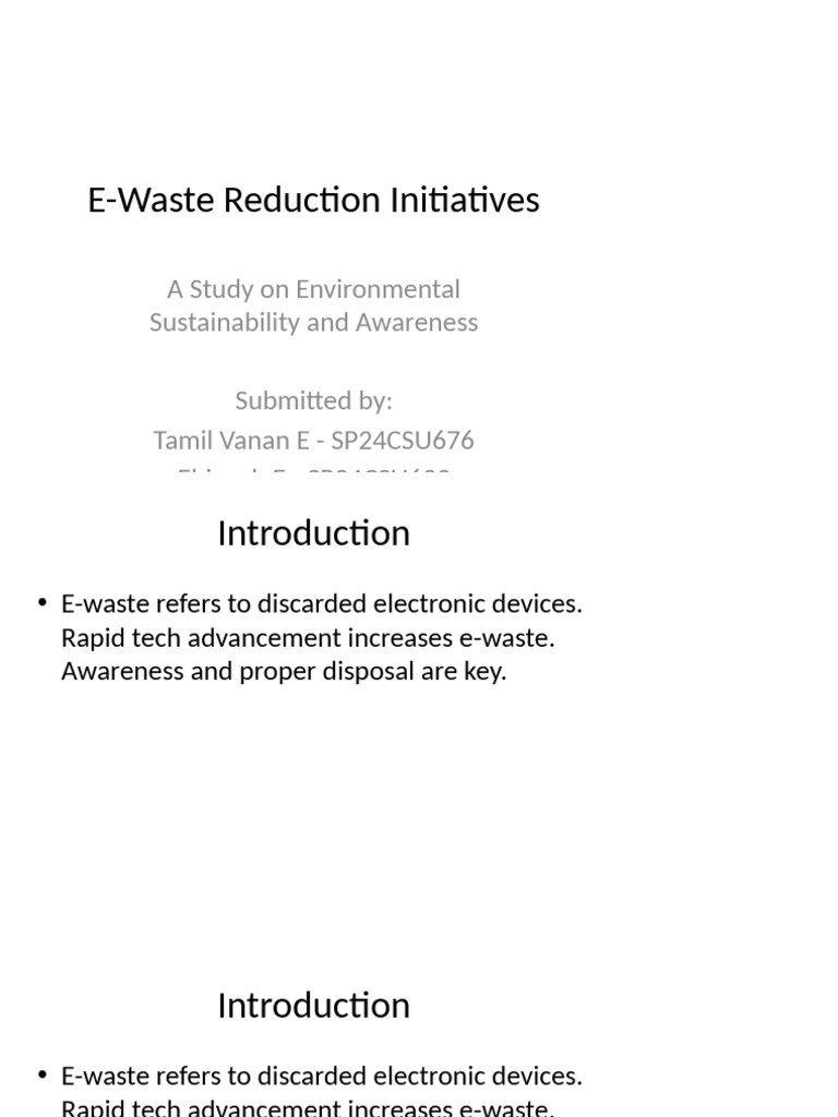 E Waste Reduction Initiatives Full | PDF | Electronic Waste | Waste ...