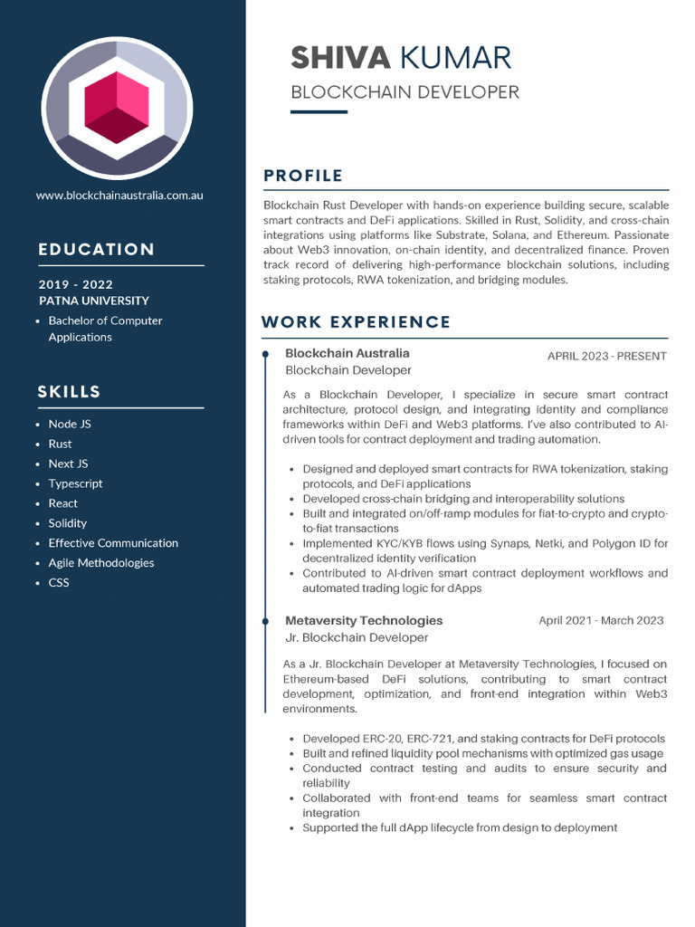 Blockchain Developer Resume | PDF