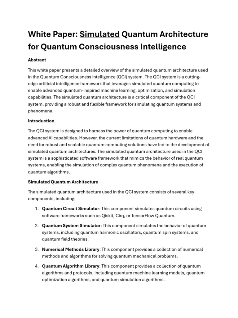 QCI Simulated White Paper | PDF | Quantum Computing | Numerical Analysis