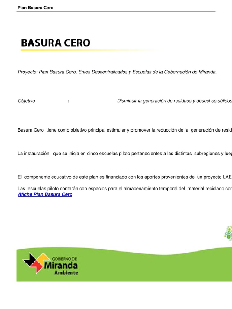 Plan Basura Cero en Miranda | PDF | Residuos | Reciclaje