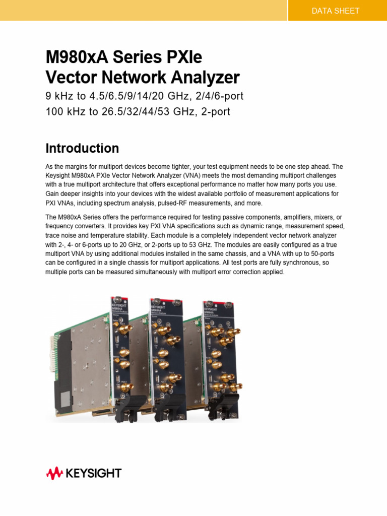 M980xA Series PXIe Vector Network Analyzer | PDF | Hertz | Calibration
