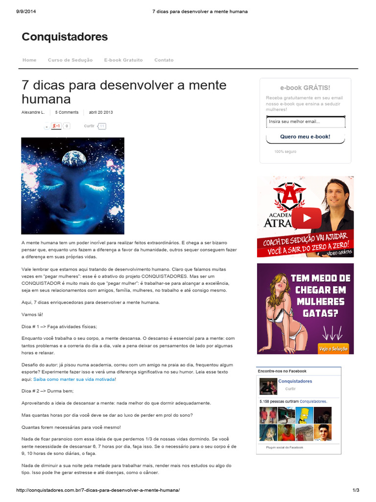 7 Dicas para Desenvolver a Mente Humana | PDF | Pensamento | Mente