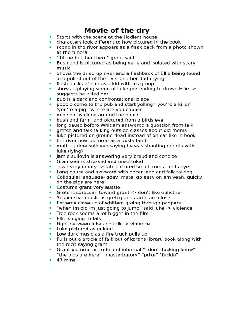 Movie of The Dry | PDF