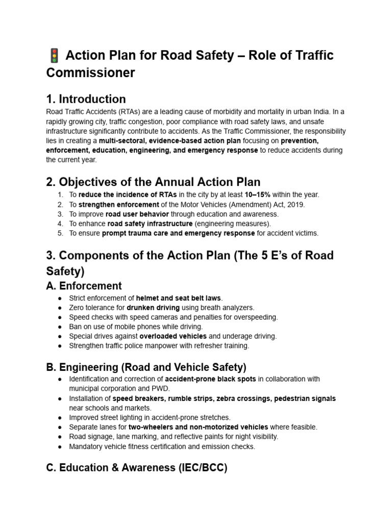Road Safety Action Plan Overview | PDF | Traffic Collision | Road ...
