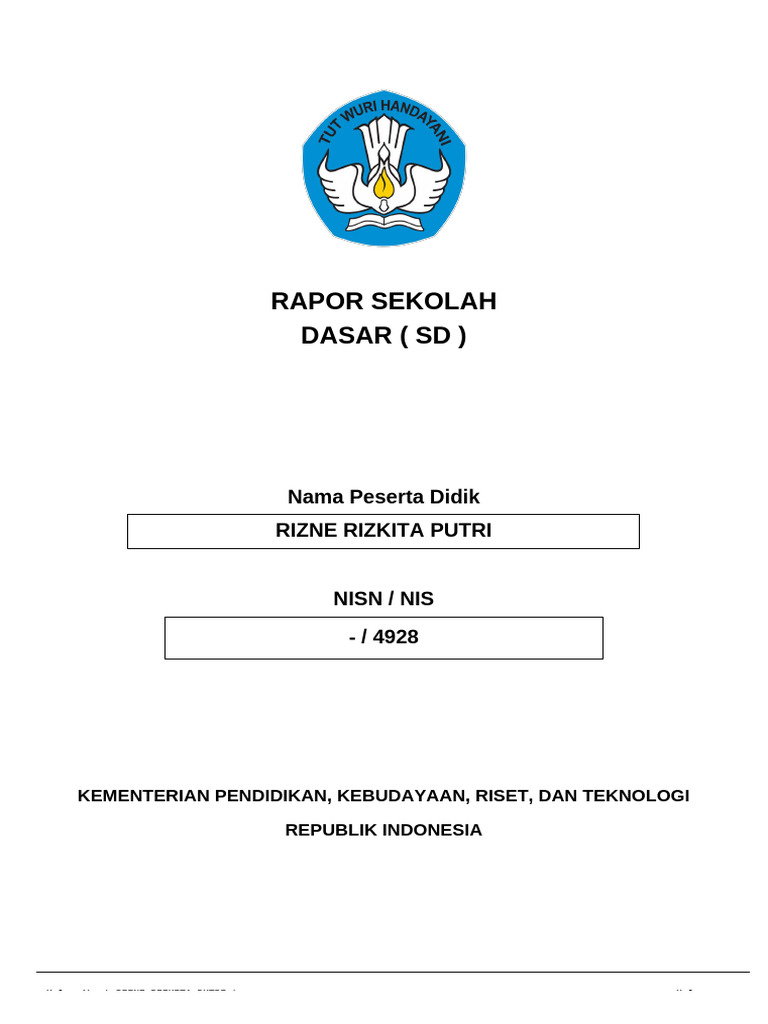 Rapor Sekolah Dasar SD Negeri 3 Banda Aceh | PDF