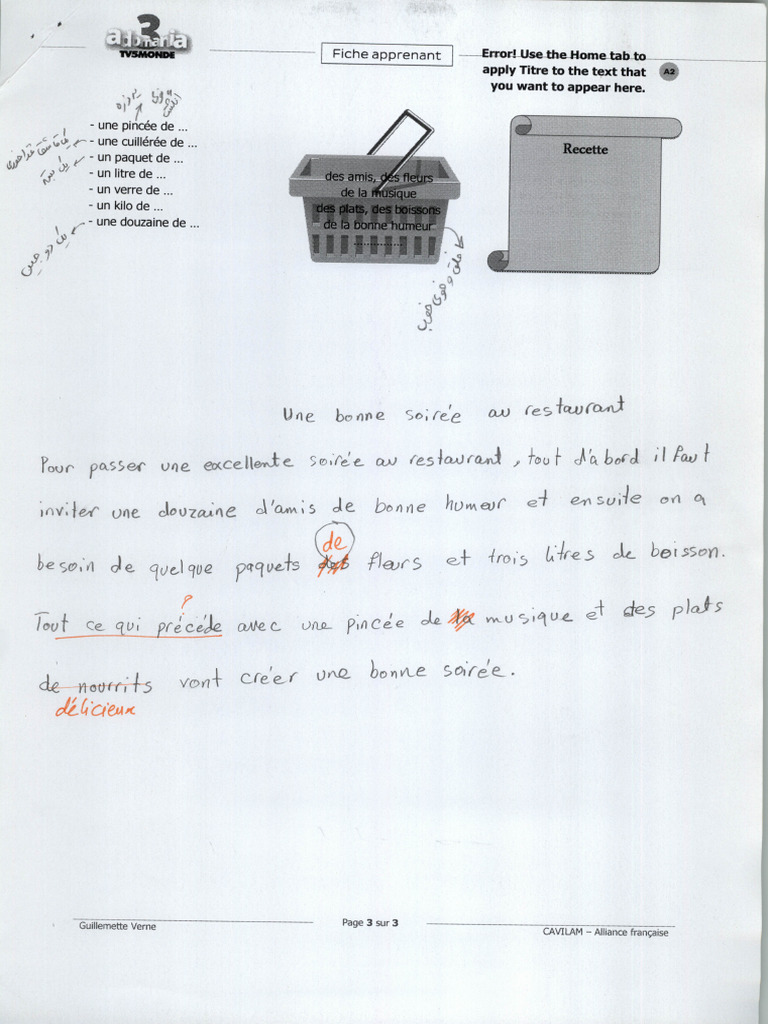 French Class Note 5 | PDF