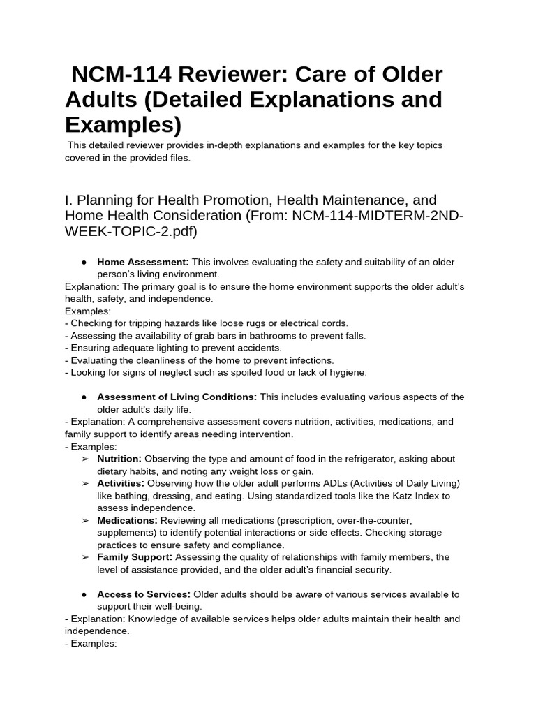 NCM-114: Care for Older Adults Guide | PDF | Palliative Care | Informed ...
