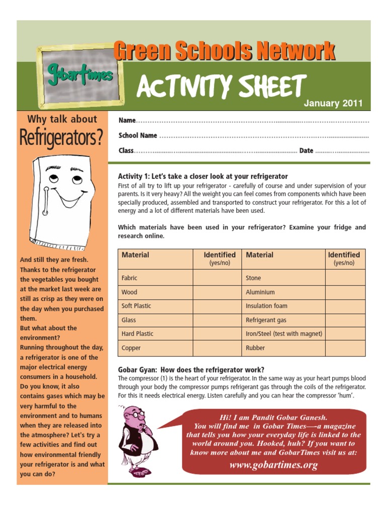 Refrigerator Activity Sheet For Children | PDF | Refrigerator ...