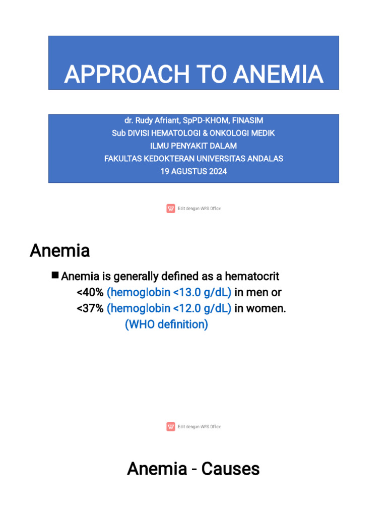 Comprehensive Guide to Anemia Diagnosis | PDF | Anemia | Tissue (Biology)