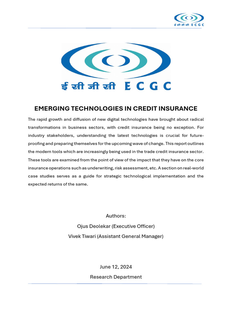 ECGC Article - Emerging Technologies in Credit Insurance | PDF ...