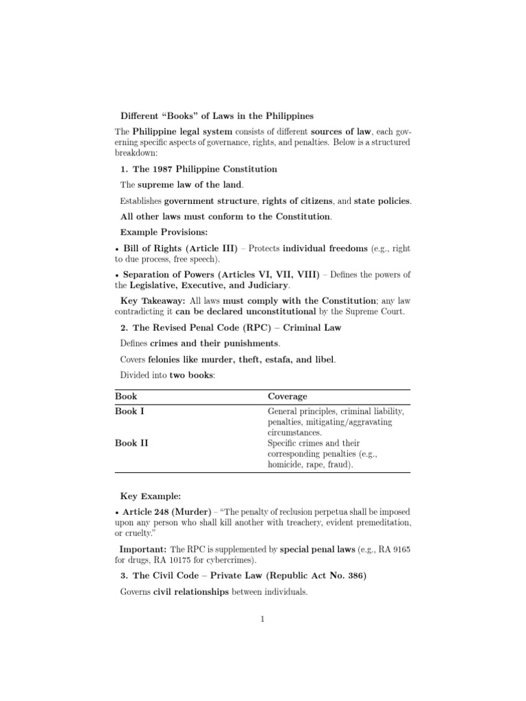 Philippine Legal System Overview | PDF | Crimes | Crime & Violence