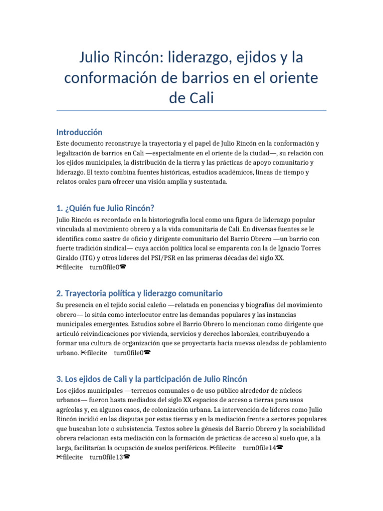 Julio Rincón y barrios del oriente de Cali | PDF