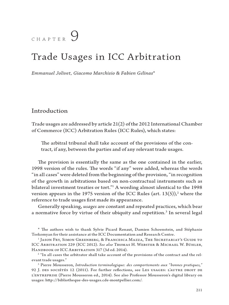 Trade Usages in ICC Arbitration Explained | PDF | Letter Of Credit ...