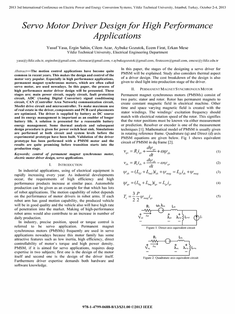 Servo Motor Driver Design for PMSM | PDF | Electric Motor | Analog To ...