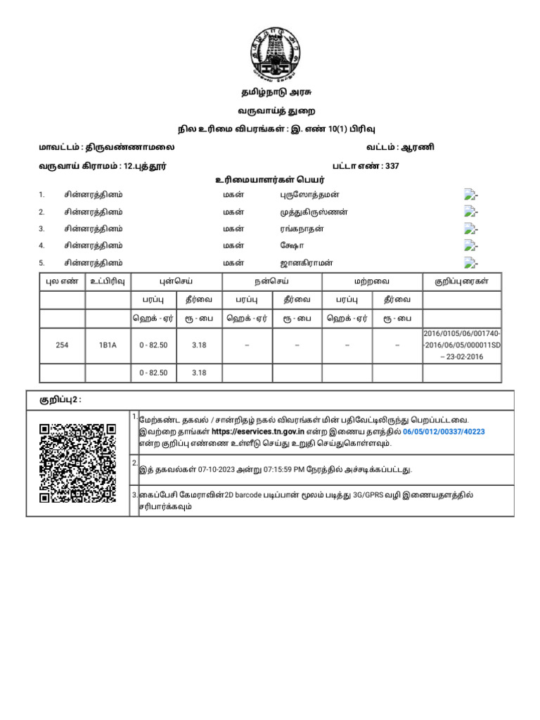 12 Pudur, Patta 337 | PDF