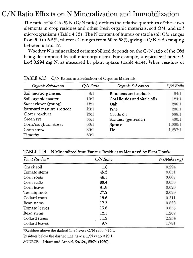C/N Ratio Impact on Nitrogen Dynamics | PDF | Soil | Organic Matter