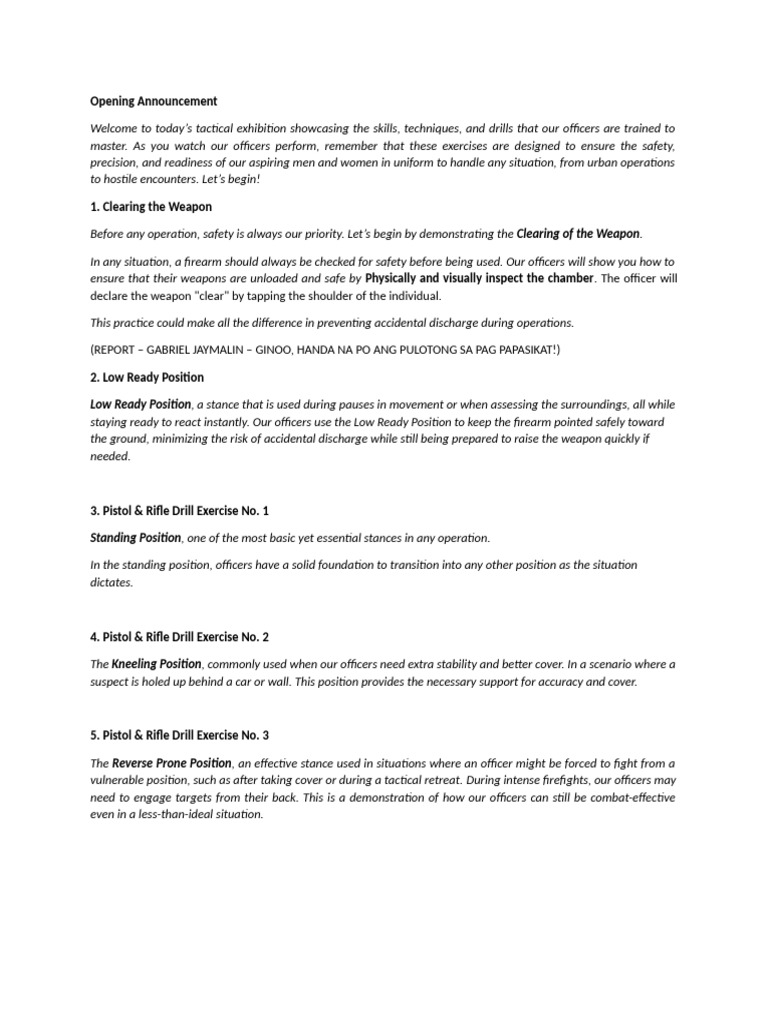 Script Pistol Rifle Drill Exercise | PDF | Ballistics | Firearms